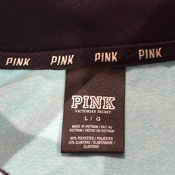 PINK Victoria’s Secret Teal Quarter Zip Fleece Pullover Sweatshirt Size Large - Picture 5 of 6